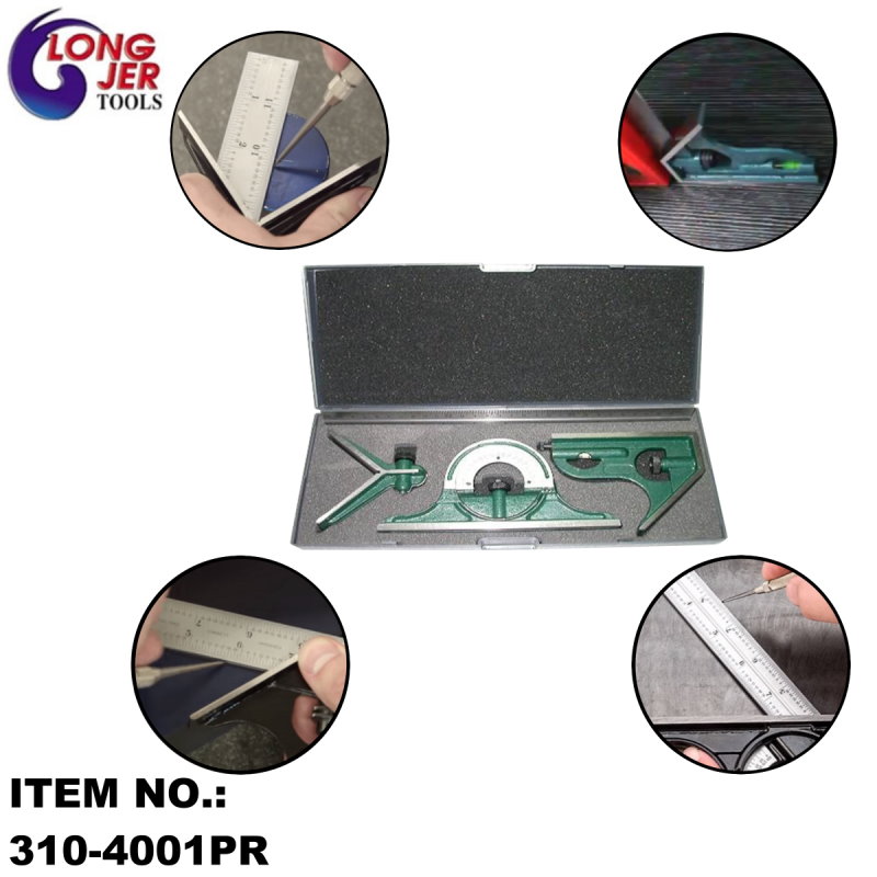 4PCS PROFESSIONAL COMBINATION SQUARE KIT